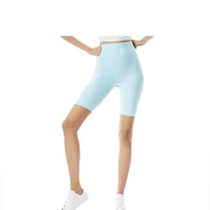 Alice&Olivia High-Waist Light Blue Biker Shorts